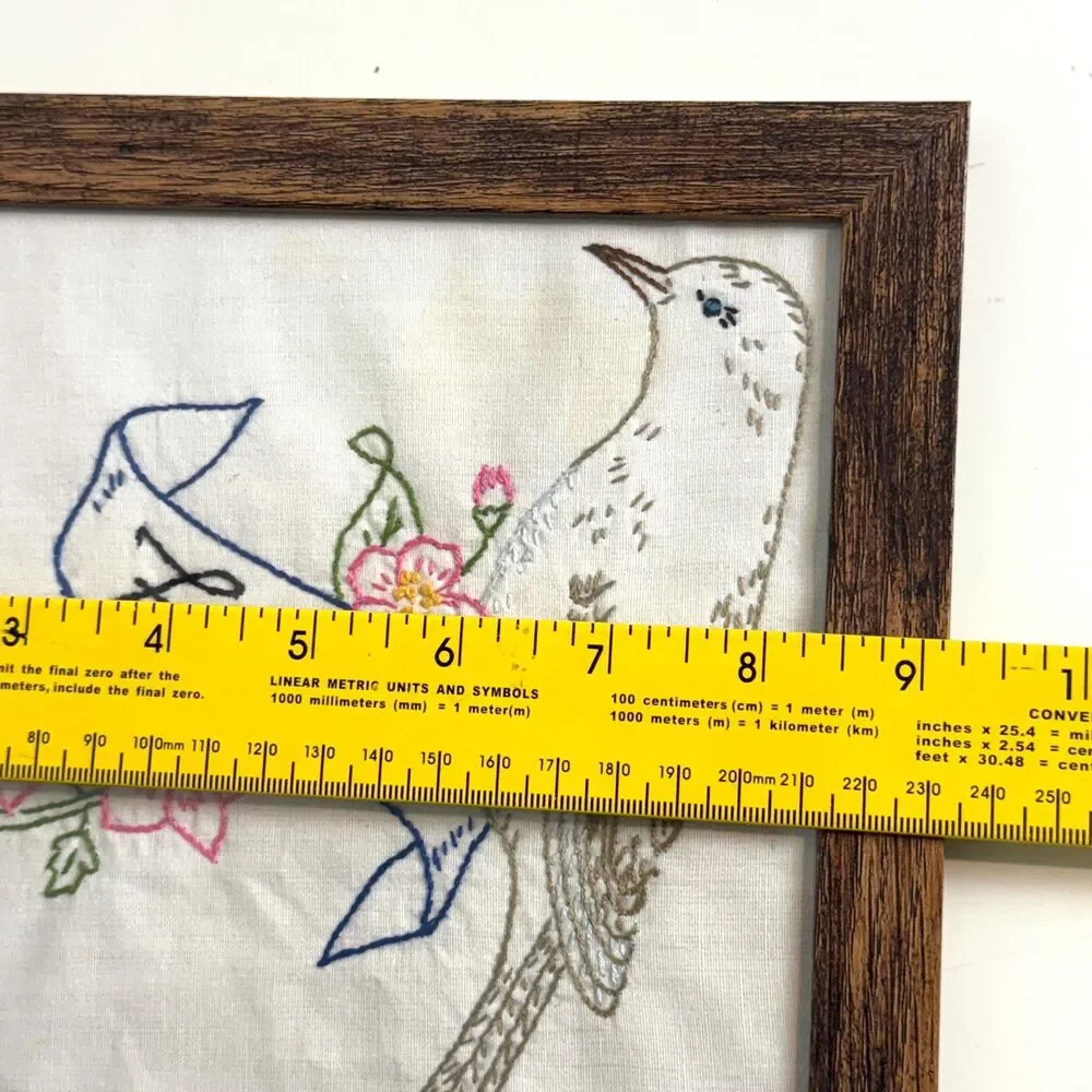 Handmade Vintage Florida State Bird & Flower Framed 9x9”